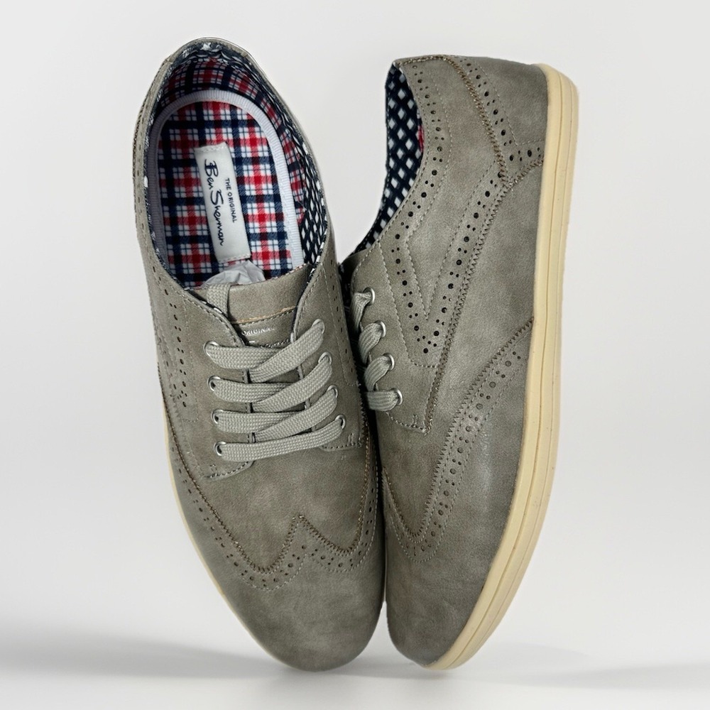 Ben Sherman Shoes Mens Size 12 Nicholas Wingtip Oxford Light Grey PU Casual